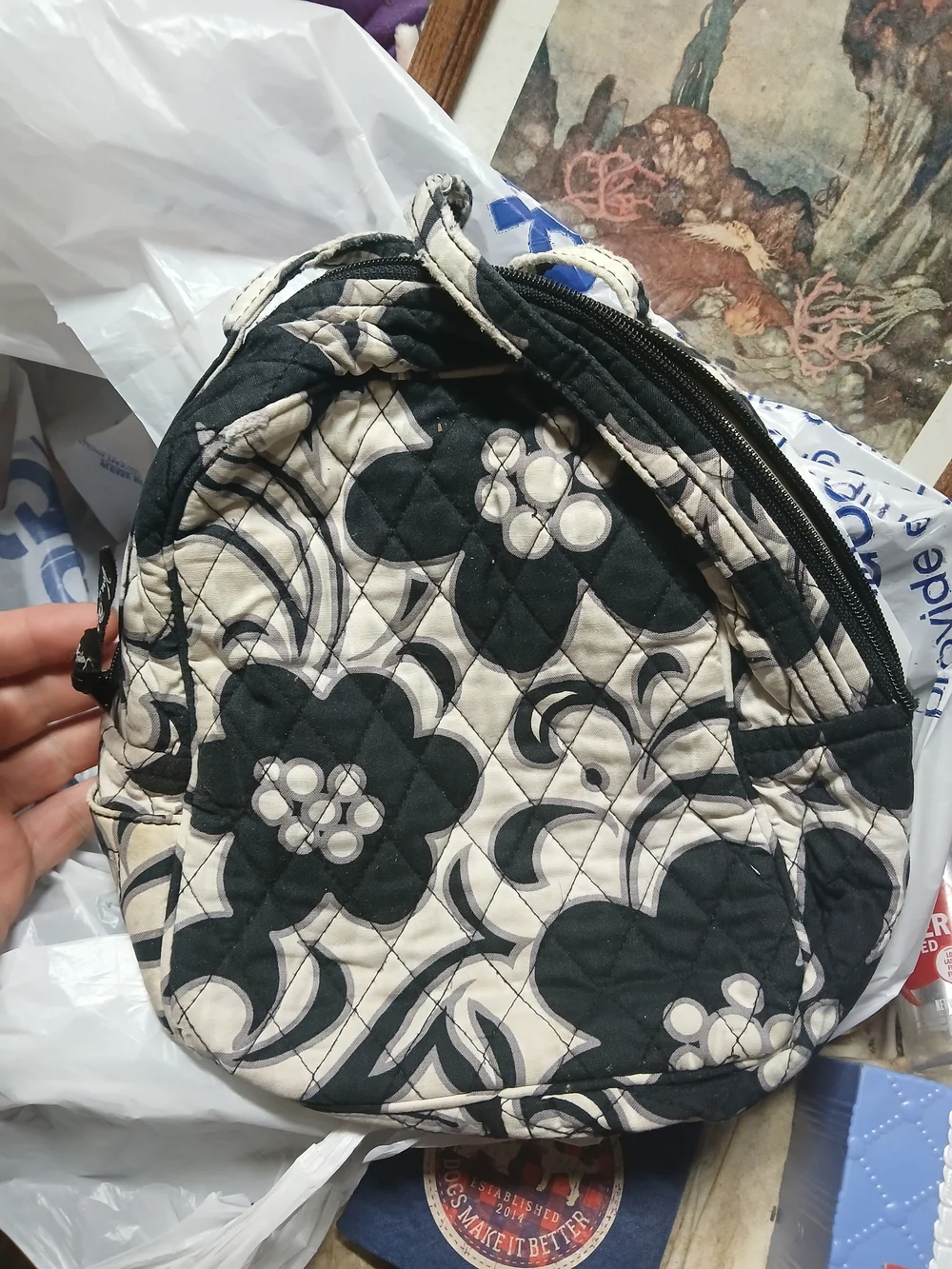 Vera Bradley Black & Cream Floral Quilted Crossbody